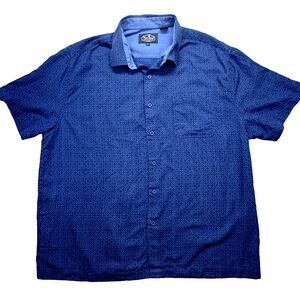 Nat Nast Luxury Originals Shirt Mens XL Blue Short Sleeve Geometric Print Btn Up